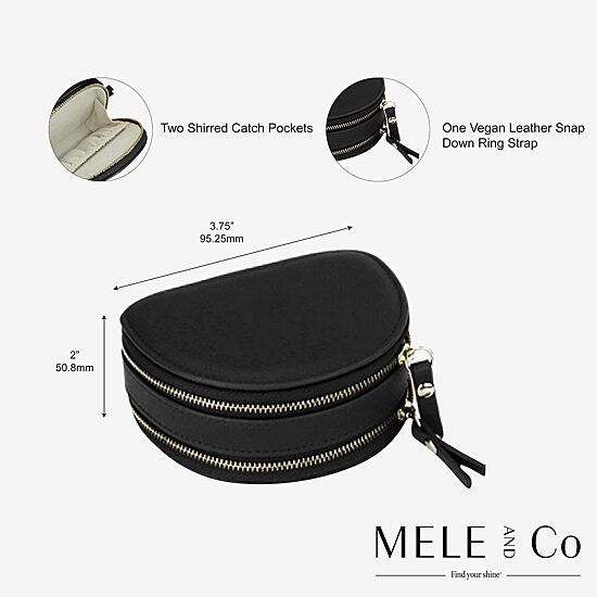 Mele And Co Duo Mini Black Jewelry Travel Case