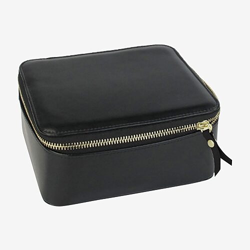 Mele & Co Bento Box Travel Jewelry Case Nesting Mini-Cases in Leather - Black
