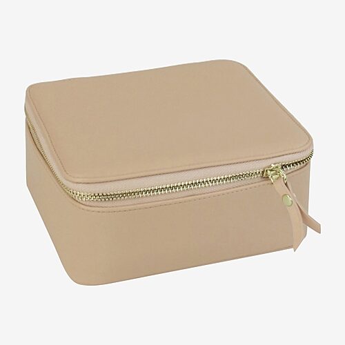 Mele & Co Bento Box Travel Jewelry Case Nesting Mini-Cases in Leather - Buff