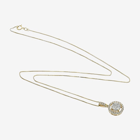 Womens 1/2 CT. T.W. Natural White Diamond 14K White or Yellow Gold Round Pendant Necklace
