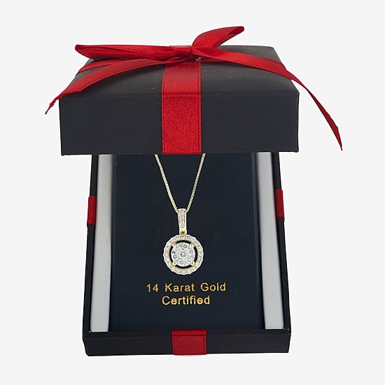 Womens 1/2 CT. T.W. Natural White Diamond 14K White or Yellow Gold Round Pendant Necklace