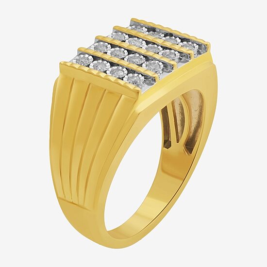 Mens 1/4 CT. T.W. Natural White Diamond 14K Gold Over Silver Fashion Ring