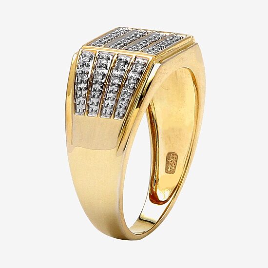 Mens 1/6 CT. T.W. Natural White Diamond 18K Gold Over Silver Fashion Ring