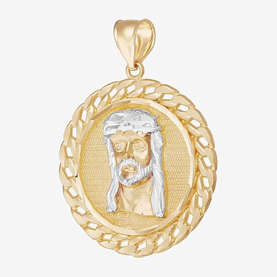 Jesus Head Mens 10K Gold Round Pendant