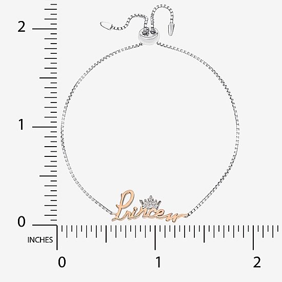 Disney Collection Girls Cubic Zirconia 14K Gold Over Silver Princess Bolo Bracelet