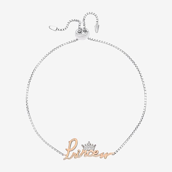 Disney Collection Girls Cubic Zirconia 14K Gold Over Silver Princess Bolo Bracelet