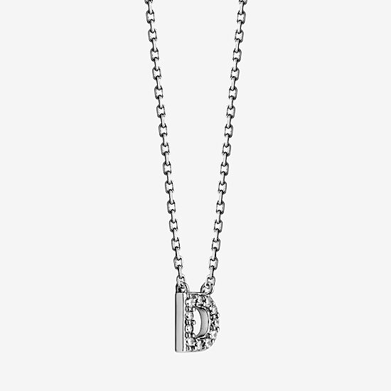 Womens 1/10 CT. T.W. Cubic Zirconia Sterling Silver Round 18 Inch Pendant Necklace