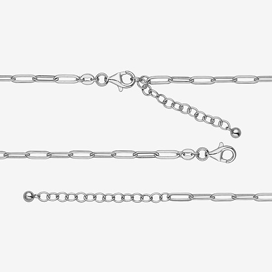 Womens 1 3/4 CT. T.W. Black Agate Sterling Silver Clover Paperclip 17 Inch Pendant Necklace