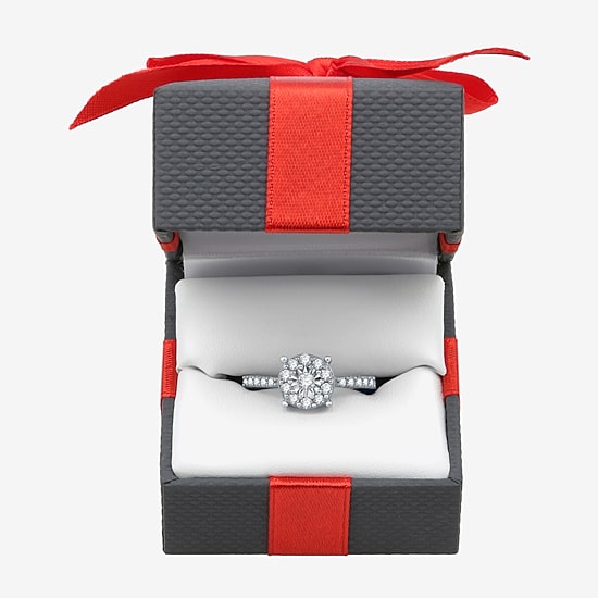 Womens 1/2 CT. T.W. Natural White Diamond Sterling Silver Halo Cocktail Ring