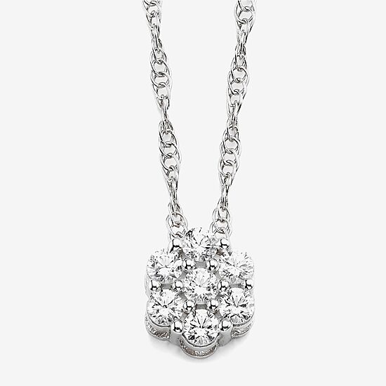 Diamond Blossom 1/5 CT.T.W. Natural Diamond Sterling SIlver Cluster Pendant