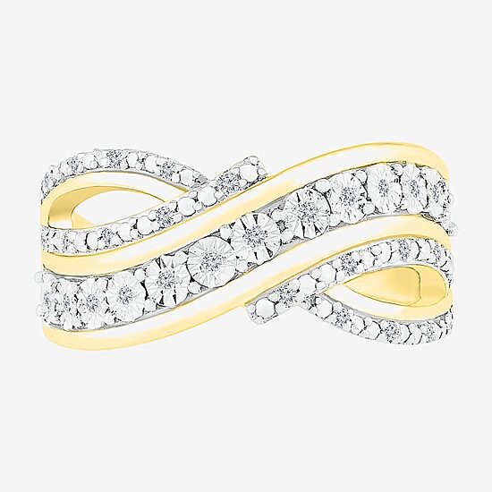 Womens 1/10 CT. T.W. Natural White Diamond 14K Gold Over Silver Band