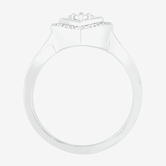 Womens Diamond Accent Natural White Diamond Sterling Silver Heart Cocktail Ring