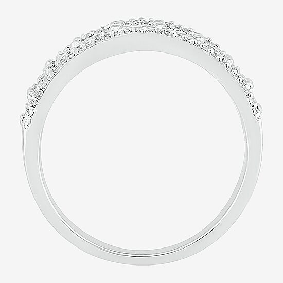 Womens 2MM 1/3 CT. T.W. Natural White Diamond Sterling Silver Band