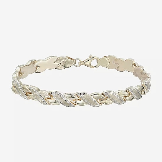 Two-Tone 10K Gold 8" Diamond-Cut Stampato Link Bracelet