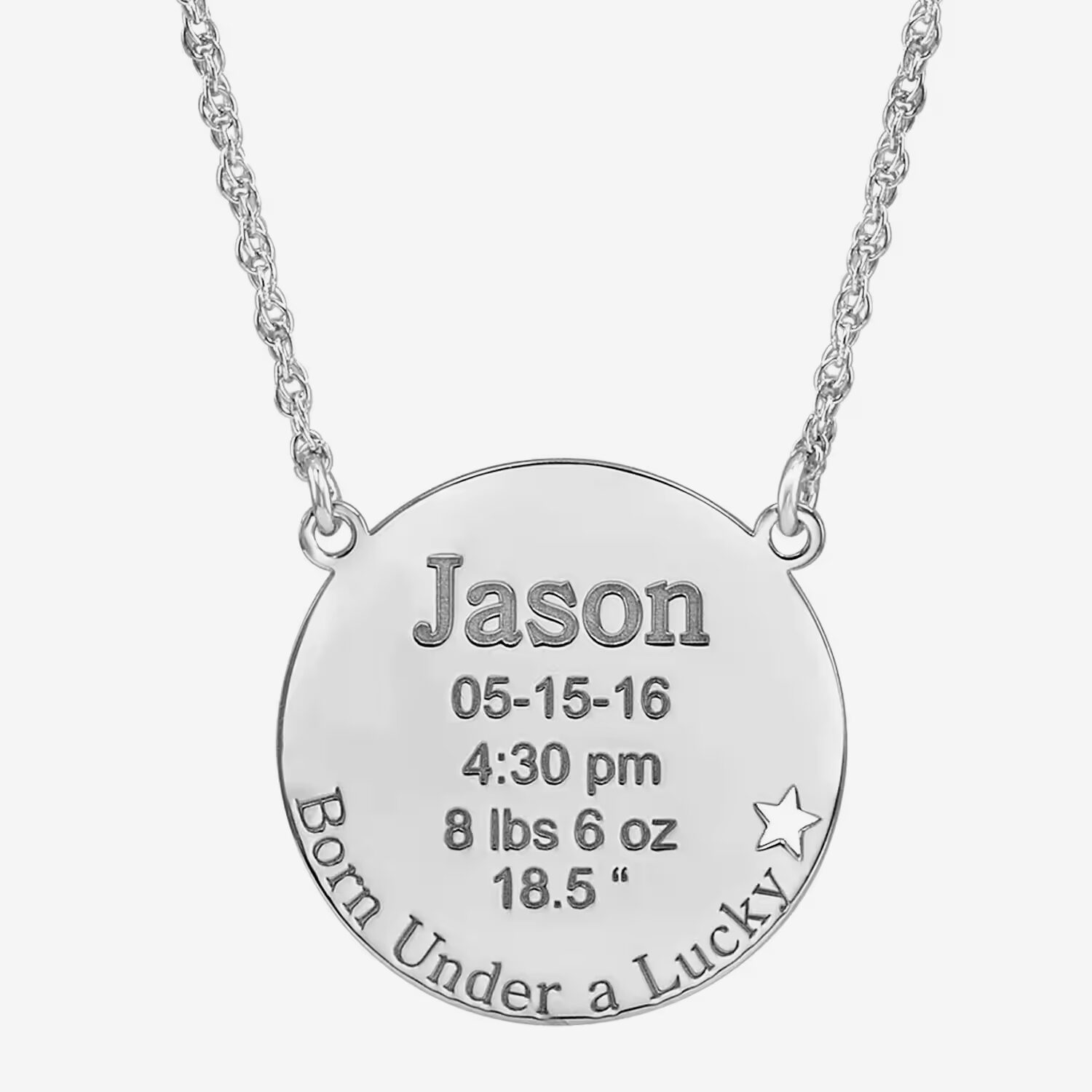 Personalized "Born Under a Lucky Star" Birth Necklace