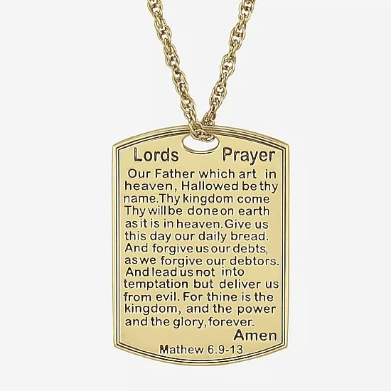 Personalized Name and Lord's Prayer Dog Tag Pendant Necklace