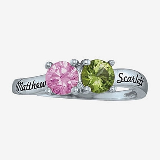 Personalized Simulated Birthstones Couples Ring