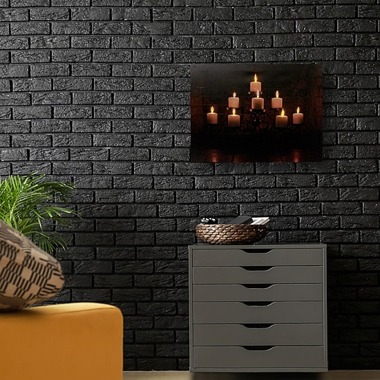 LED Lighted Flickering Rustic Fireplace Candles Canvas Wall Art 11.75" x 15.75"