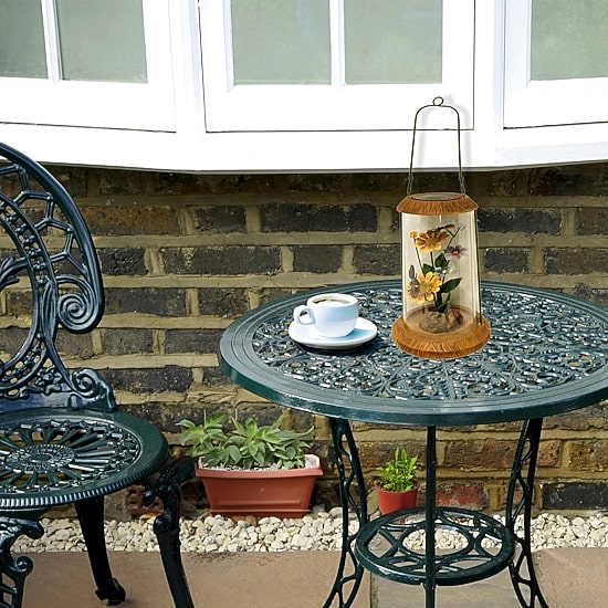 10.5'' LED Lighted Solar Powered Outdoor Garden Lantern with Flowers