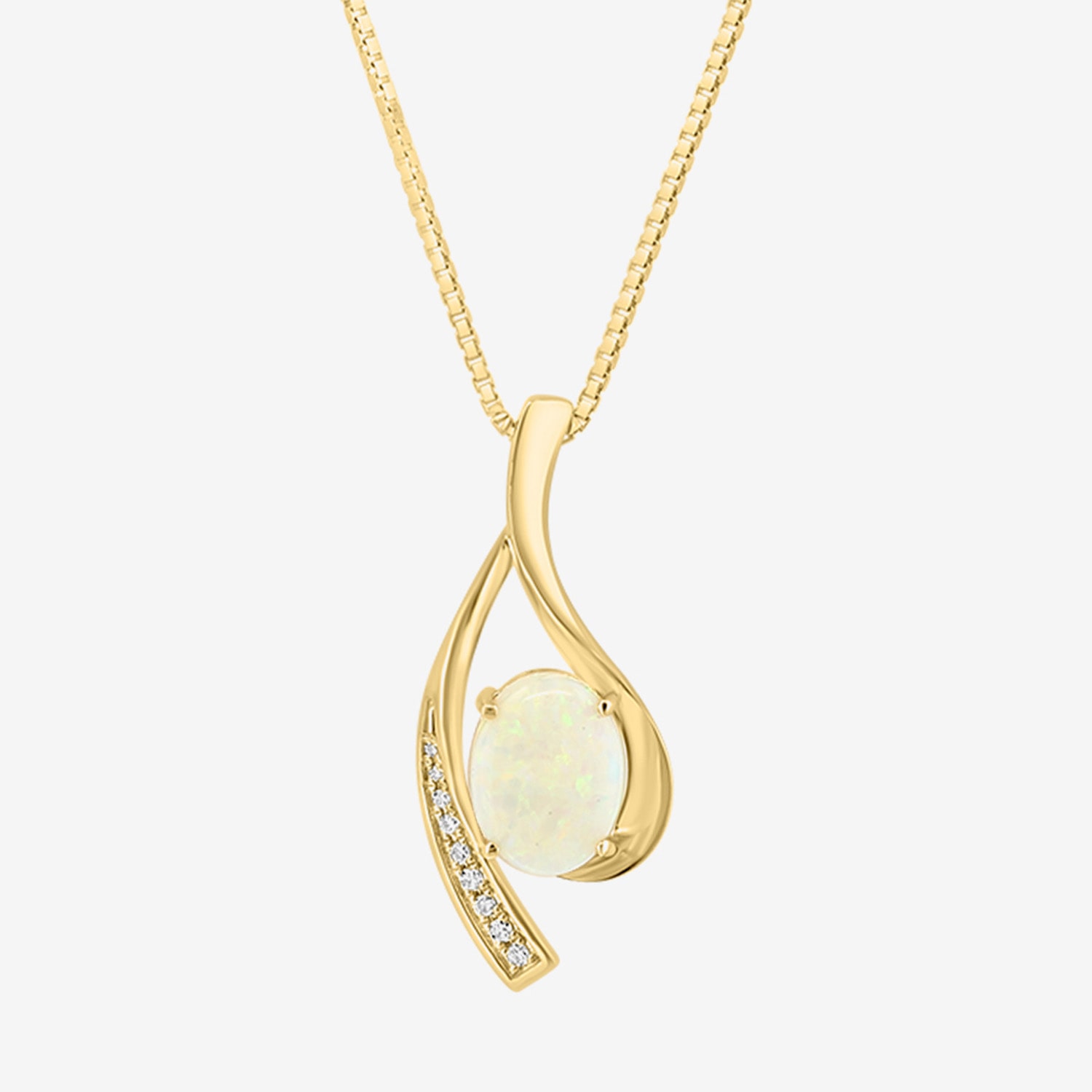 Effy Final Call Womens Diamond Accent Genuine White Opal 14K Gold 18 Inch Pendant Necklace