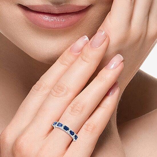 Effy Final Call Womens 1/7 CT. T.W. Lab Created Blue Sapphire 14K Gold Cocktail Ring