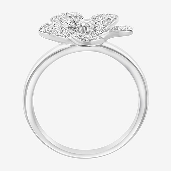 Effy Final Call (E-F / Vs2-Si1) Womens 3/4 CT. T.W. Lab Grown White Diamond Sterling Silver Flower Cocktail Ring
