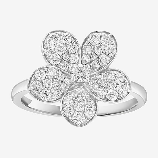 Effy Final Call (E-F / Vs2-Si1) Womens 3/4 CT. T.W. Lab Grown White Diamond Sterling Silver Flower Cocktail Ring