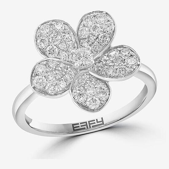 Effy Final Call (E-F / Vs2-Si1) Womens 3/4 CT. T.W. Lab Grown White Diamond Sterling Silver Flower Cocktail Ring