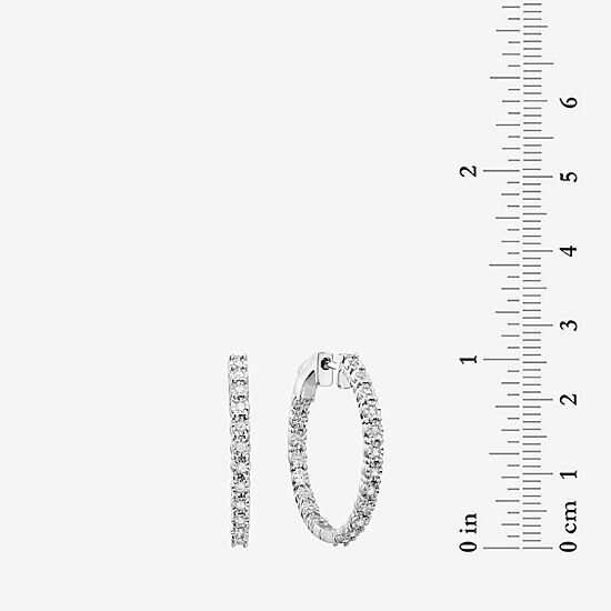 Effy Final Call Womens 1/5 CT. Natural White Diamond Sterling Silver 27.9mm Hoop Earrings