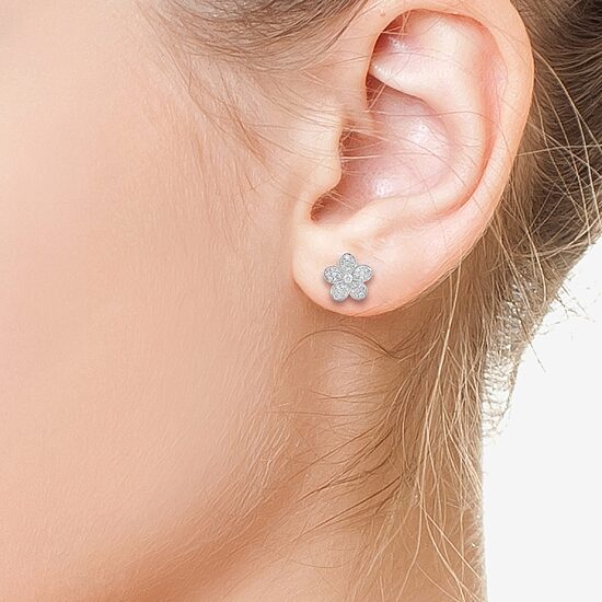 Effy Final Call (E-F / Vs2-Si1) 3/4 CT. T.W. Lab Grown White Diamond Sterling Silver 47mm Flower Stud Earrings