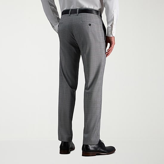 Haggar JMH Tailored Mens Stretch Fabric Modern Fit Plaid Flat Front Suit Pant