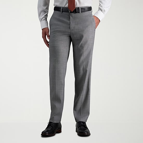 Haggar JMH Tailored Mens Stretch Fabric Modern Fit Plaid Flat Front Suit Pant
