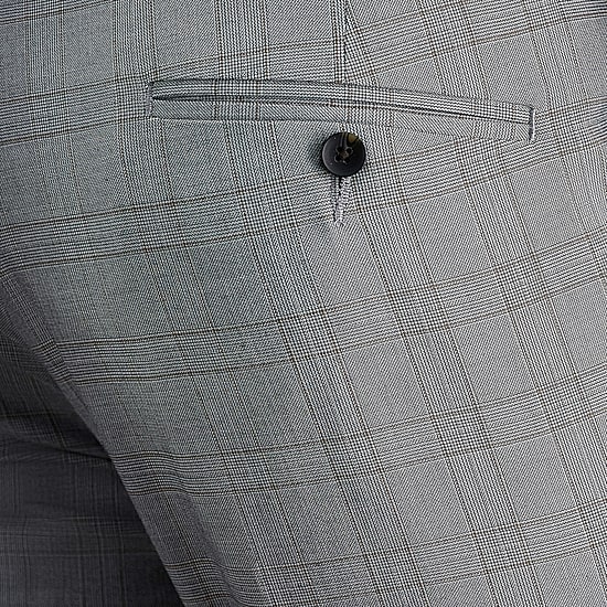 Haggar JMH Tailored Mens Stretch Fabric Modern Fit Plaid Flat Front Suit Pant