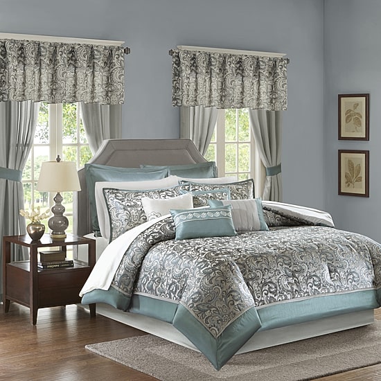 Madison Park Essentials Cadence 24-Pc Complete Bedding Set with Sheets and Window Treatments