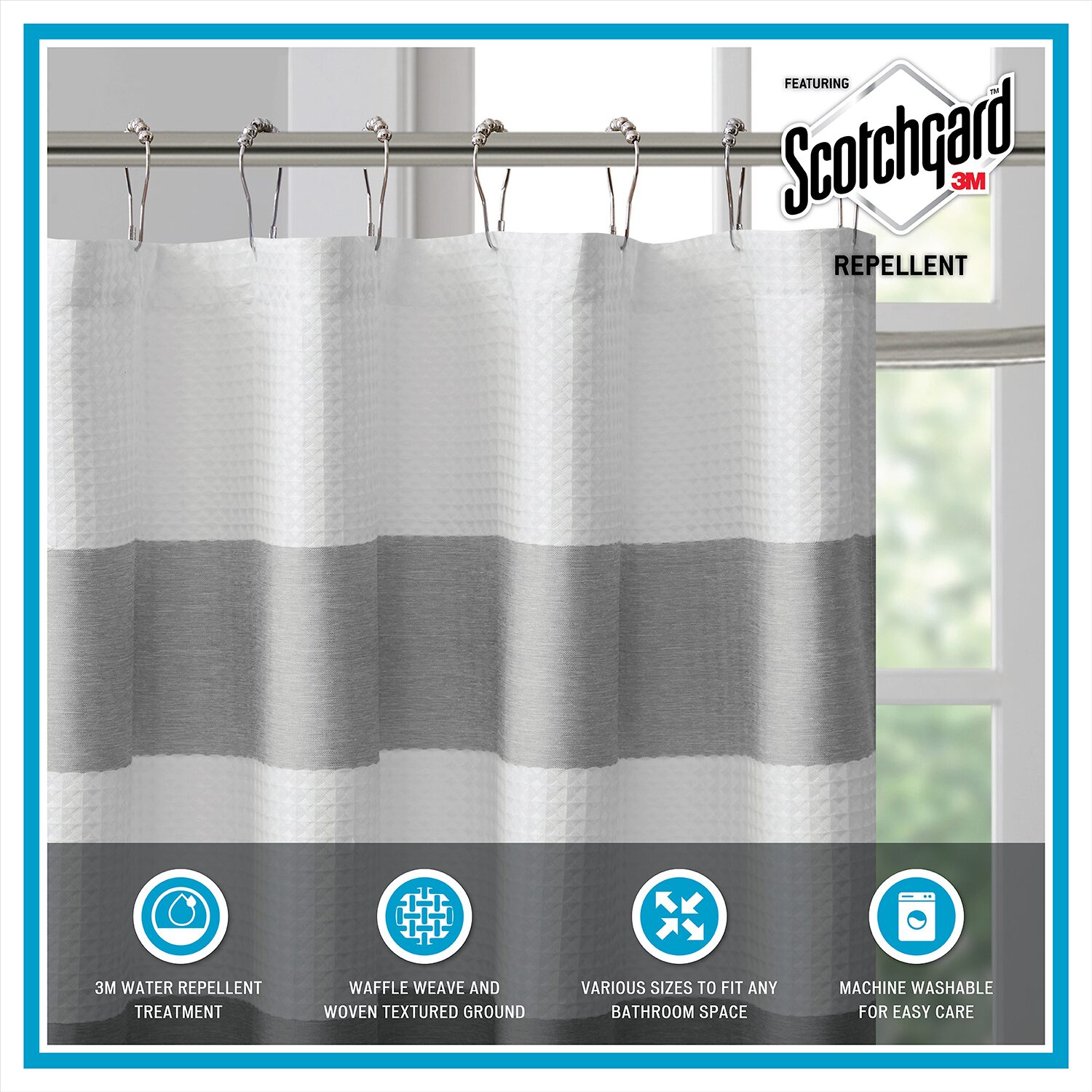 Madison Park Spa Waffle 3M Scotchgard™ Shower Curtain