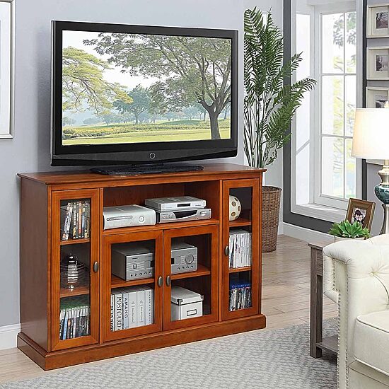 Summit Highboy TV Stand with Storage Cabinets and Shelves