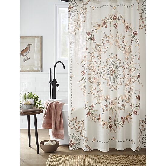 Linden Street Cottage Core Printed Medallion Shower Curtain