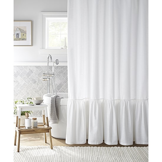 Linden Street Solid Ruffle Shower Curtain