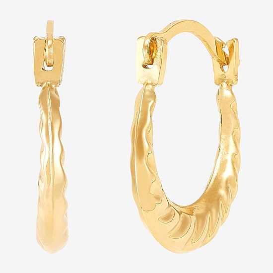 Womens 14K Gold 10.7mm Round Hoop Earrings