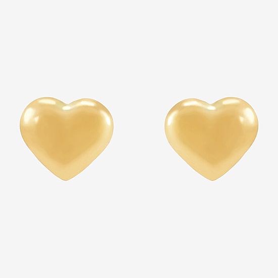 14K Gold 6.2mm Heart Stud Earrings