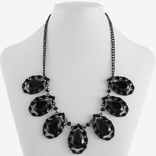 Mixit Teardrop Womens Black 20 Inch Collar Necklace