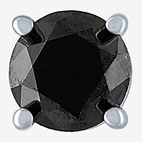 Womens 1/4 CT. Natural Black Diamond 10K Gold Round Single Earring