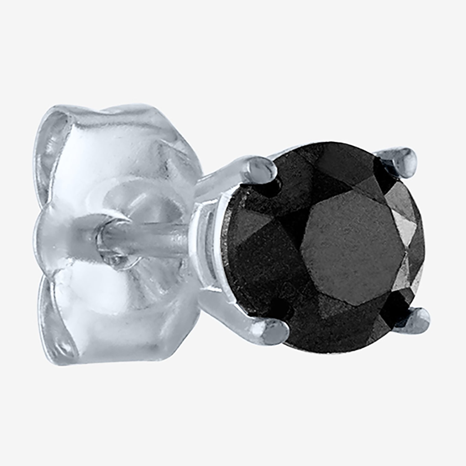 Womens 1/8 CT. Natural Black Diamond 10K Gold 3.3mm Round Single Earring