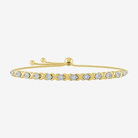 Yes, Please! Womens 1/10 CT. T.W. Natural White Diamond 14K Gold Over Silver Bolo Bracelet
