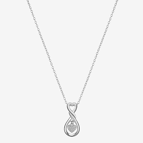 Footnotes Charm Womens Cubic Zirconia Sterling Silver Heart 16 Inch Pendant Necklace