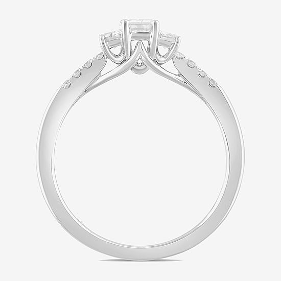 Love Lives Forever Love Lives Forever (H-I / Si2) Womens 3/4 CT. T.W. Lab Grown White Diamond 10K Gold Side Stone 3-Stone Engagement Ring