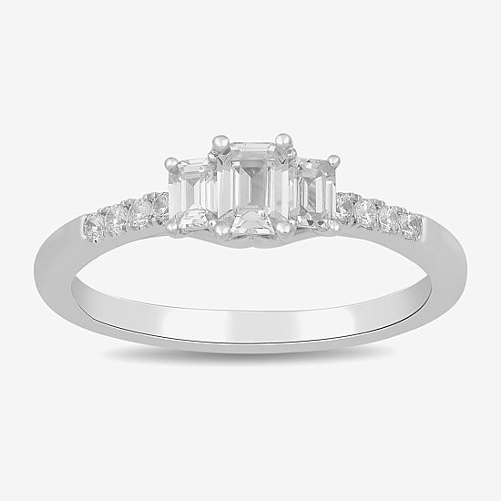 Love Lives Forever Love Lives Forever (H-I / Si2) Womens 3/4 CT. T.W. Lab Grown White Diamond 10K Gold Side Stone 3-Stone Engagement Ring