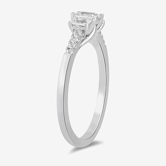 Love Lives Forever Love Lives Forever (H-I / Si2) Womens 3/4 CT. T.W. Lab Grown White Diamond 10K Gold Side Stone 3-Stone Engagement Ring
