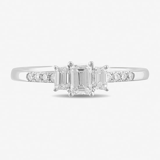 Love Lives Forever Love Lives Forever (H-I / Si2) Womens 3/4 CT. T.W. Lab Grown White Diamond 10K Gold Side Stone 3-Stone Engagement Ring
