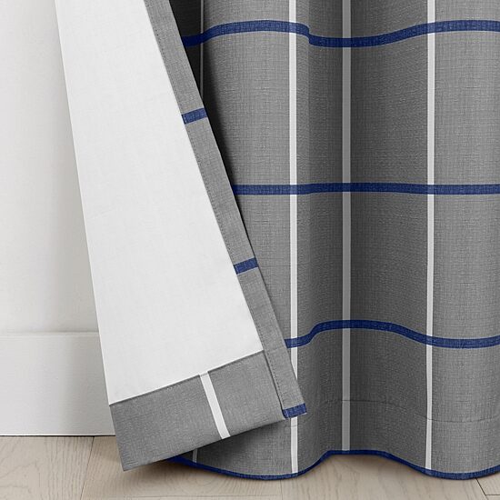 Under the Stars Kids Hayden Plaid Grommet Top Energy Saving 100% Blackout Single Curtain Panel